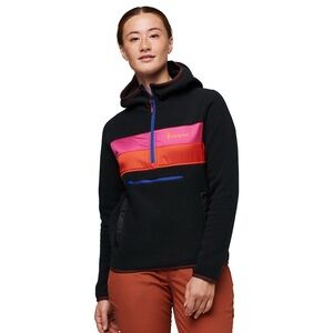 Cotopaxi Teca Fleece Black Pullover with Pink and Orange Chest Bands